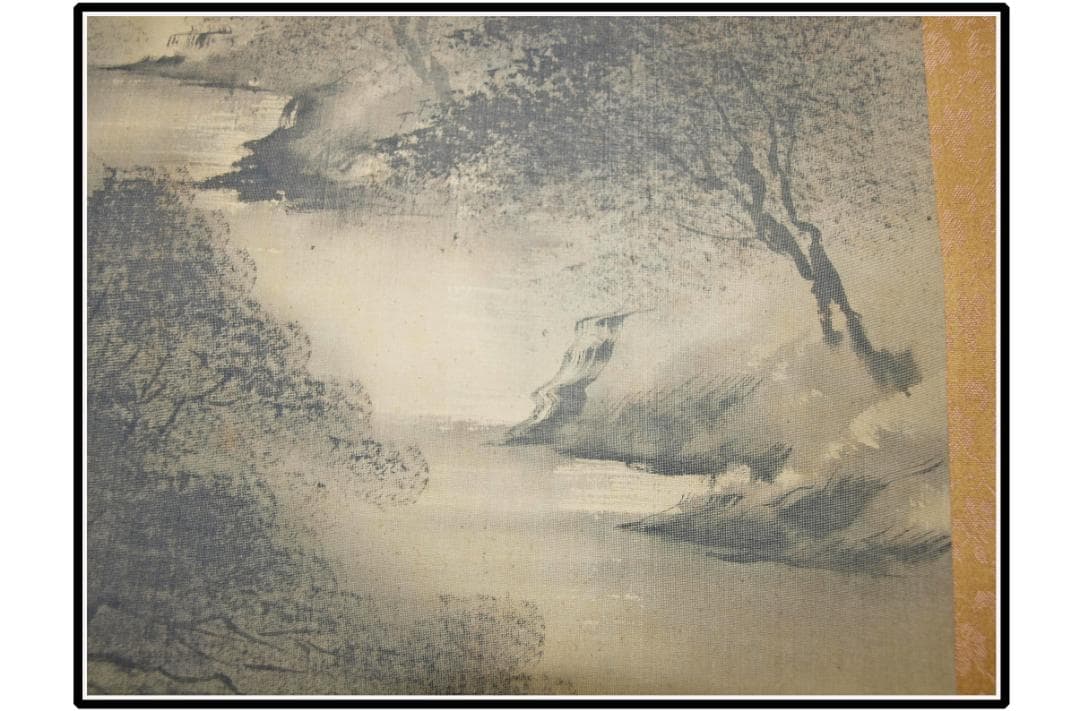 時代の掛軸　風景　肉筆保証　蔵整理不用品処理　中国美术品 X1093C16-9