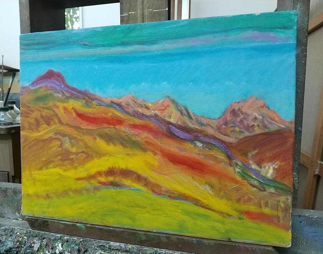 絵画「安達太良山」 P8 油絵