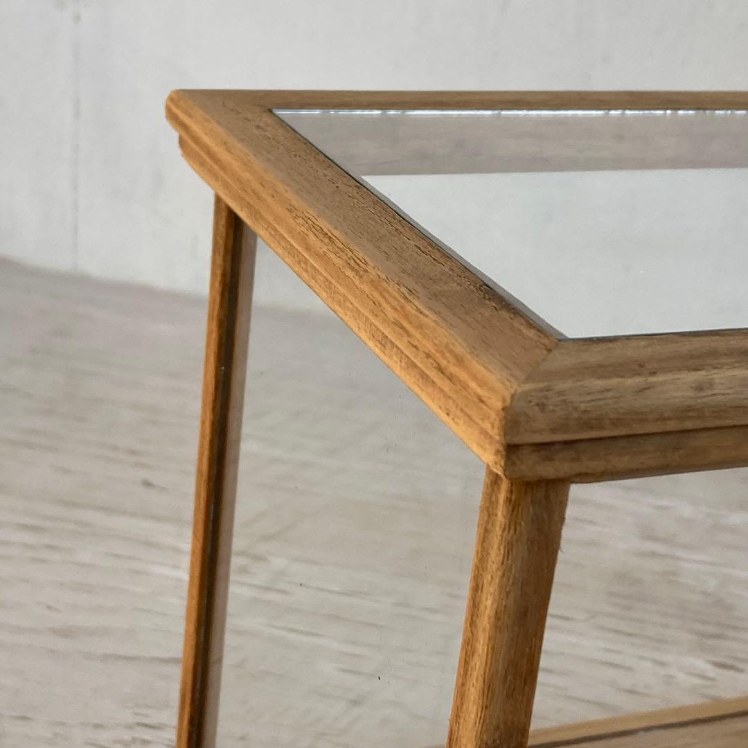 古い木製 小振り ガラスケース 卓上ショーケース 小物入れ 扉なし