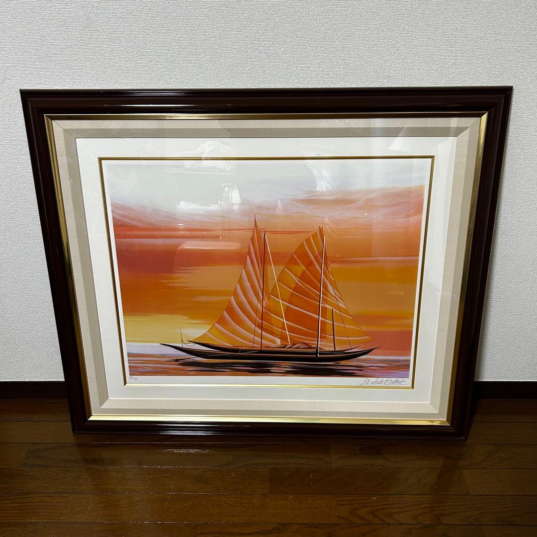 ミッシェル・バテュ Michele Battut 「帆船」 シルクスクリーン