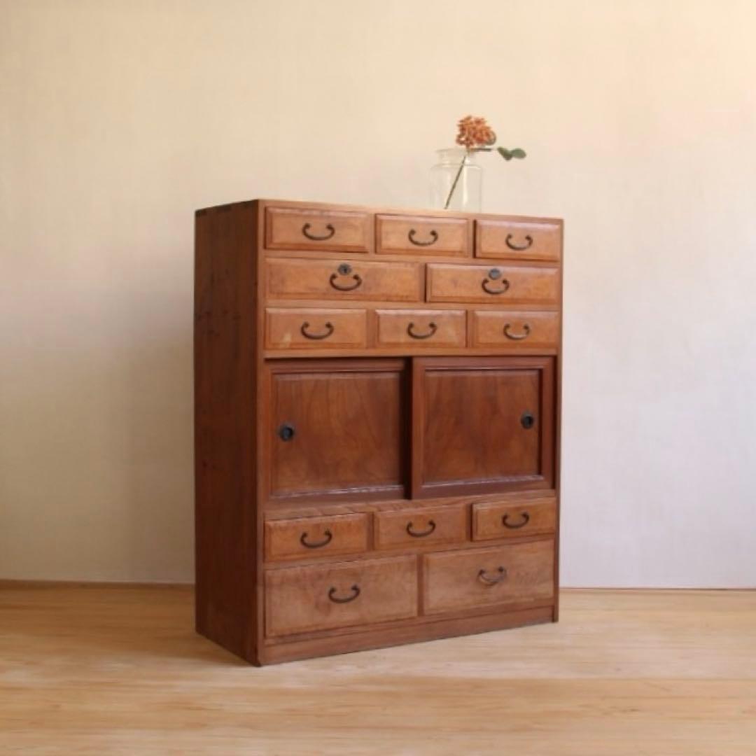 収納棚　チェスト　和箪笥　木製　ナチュラル　和家具　古道具　古家具　アンティーク