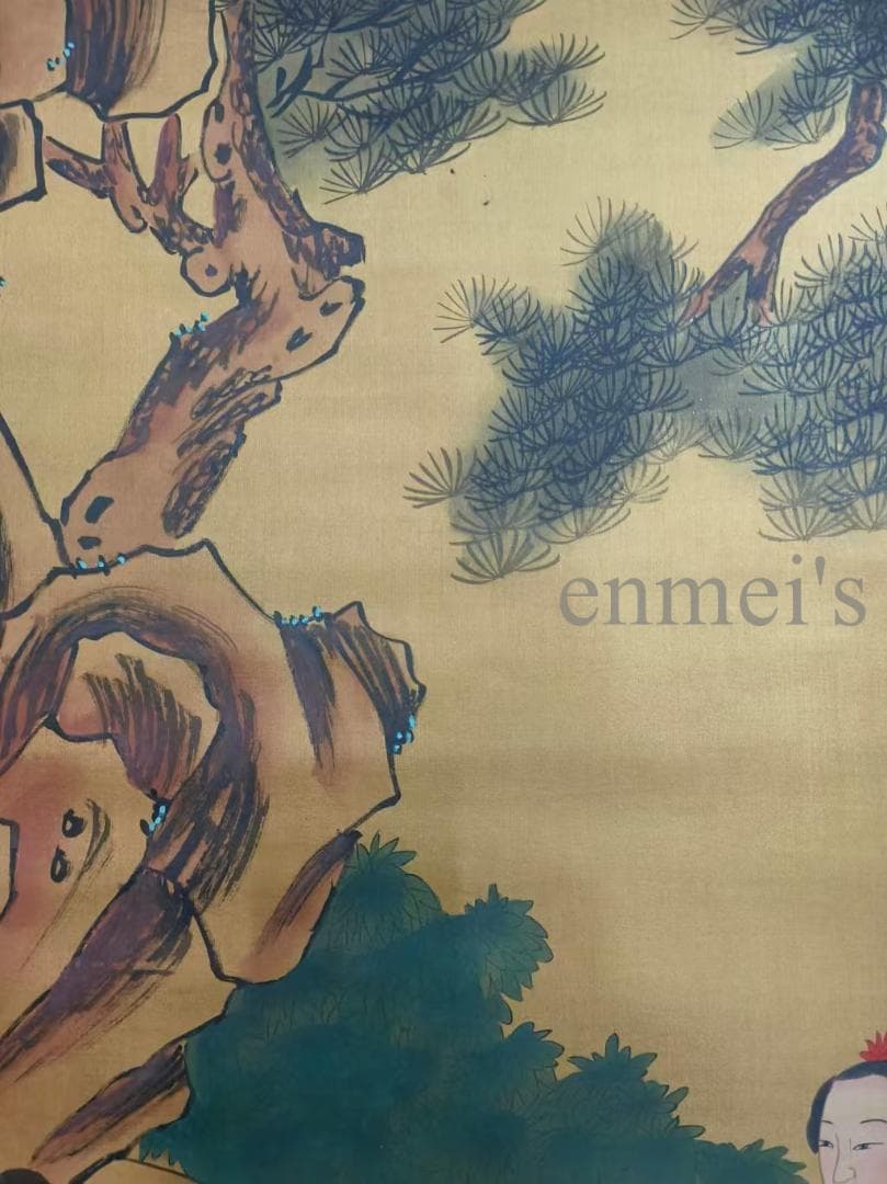 中国古美術 明代 仇英作款 仕女図 水墨画 絹本 肉筆 四尺 中堂画 掛け軸