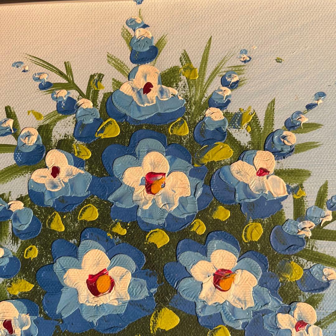 手書き油絵 ３枚組 花瓶の花 額付 額付き 絵画 インテリア 油彩画