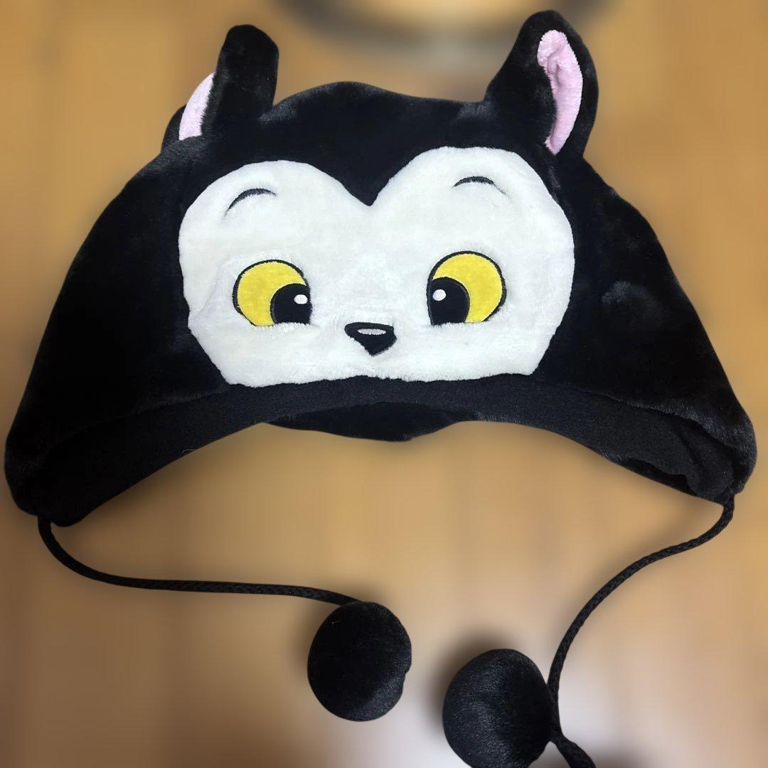 ディズニーリゾート　ファンキャップ　フィガロ　耳付き　ポンポン