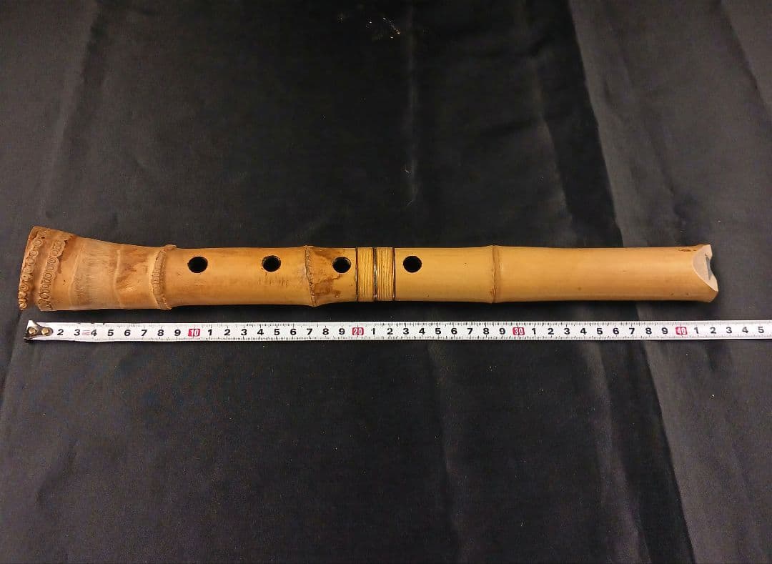 Y3110-8 琴古流 尺八 月童 銀三線 全長42.3㎝ 竹製