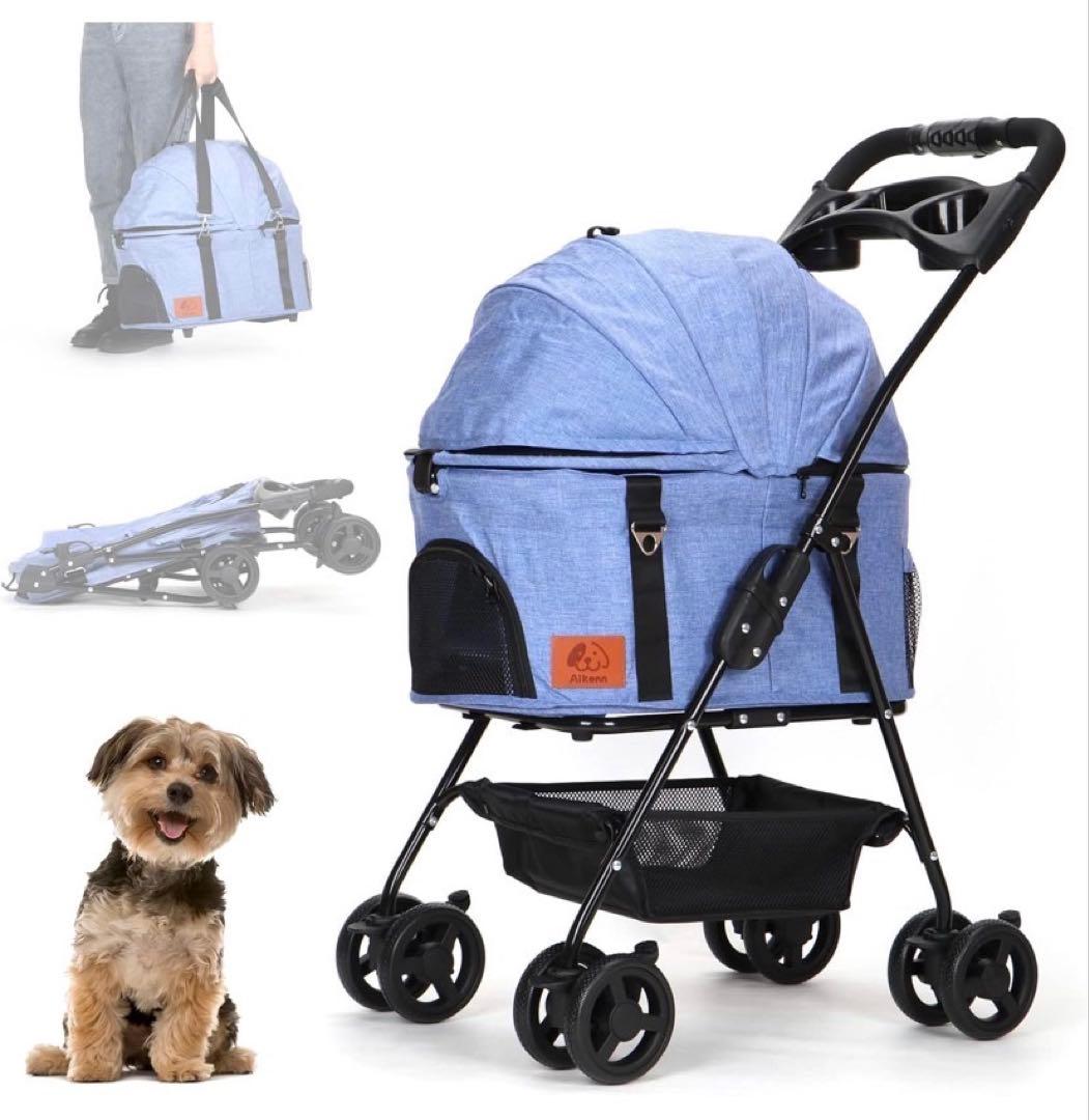 大特価❤️ペットカート 犬用ベビーカー 犬猫兼用 軽量 コンパクト 取り外し可
