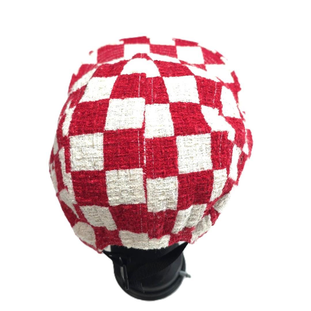 美品【Supreme】 チェッカーボード ツイード キャンプキャップ 赤白