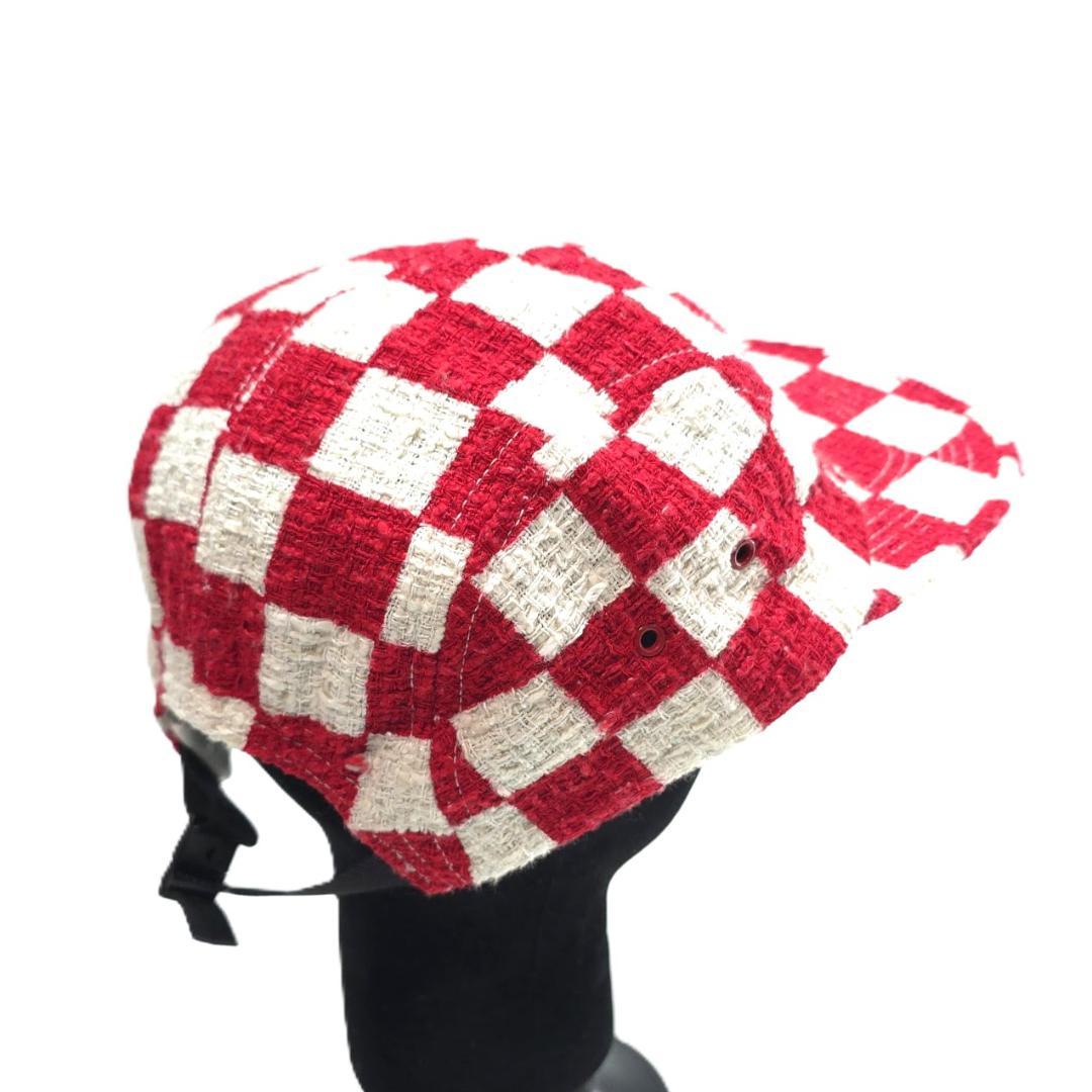 美品【Supreme】 チェッカーボード ツイード キャンプキャップ 赤白