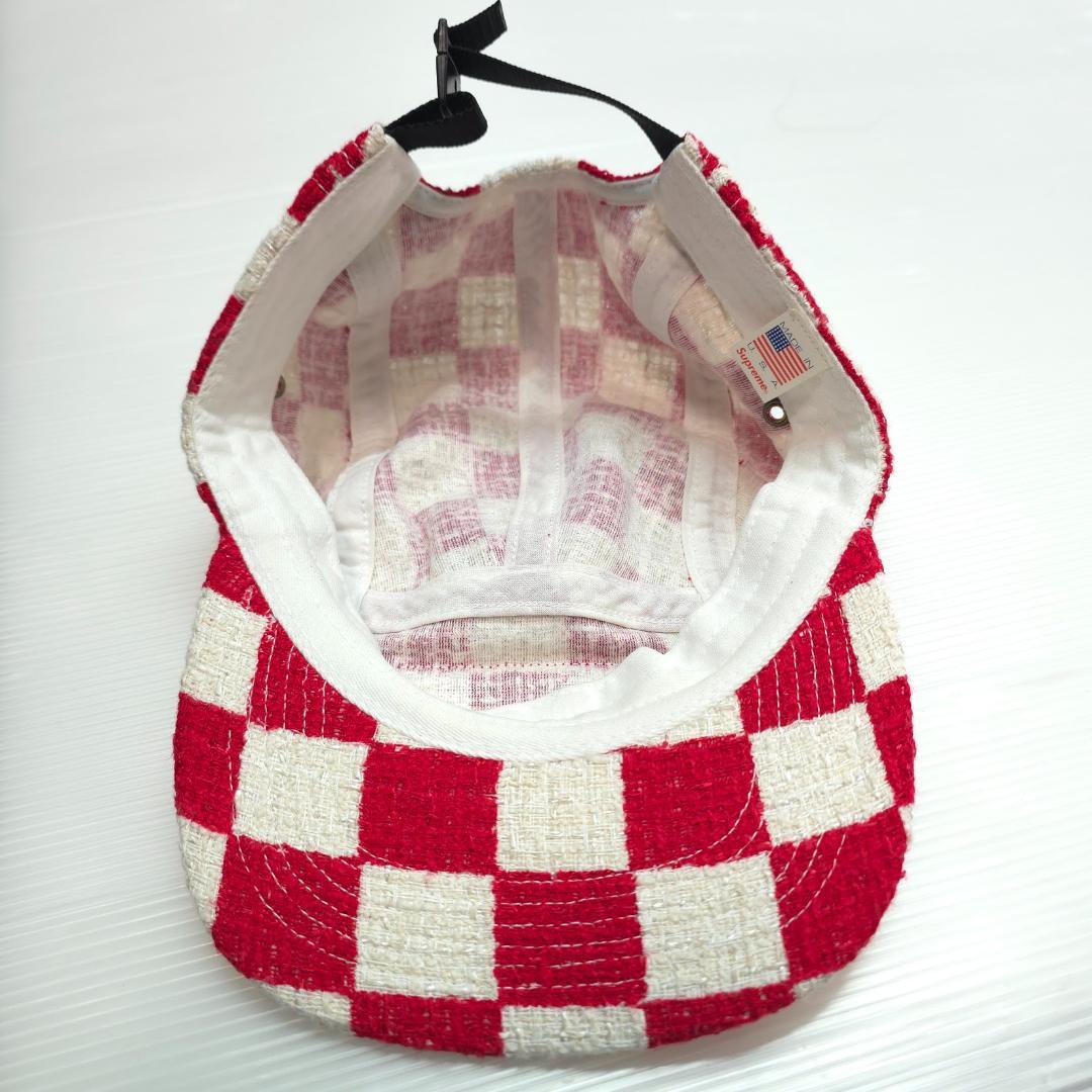 美品【Supreme】 チェッカーボード ツイード キャンプキャップ 赤白