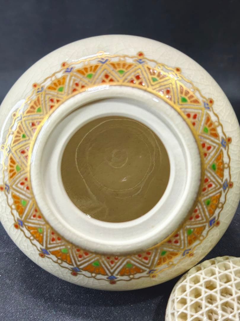 茶道具 薩摩焼香炉 錦江陶芸 仁楓 白薩摩 共箱 骨董 未使用美品 香道具