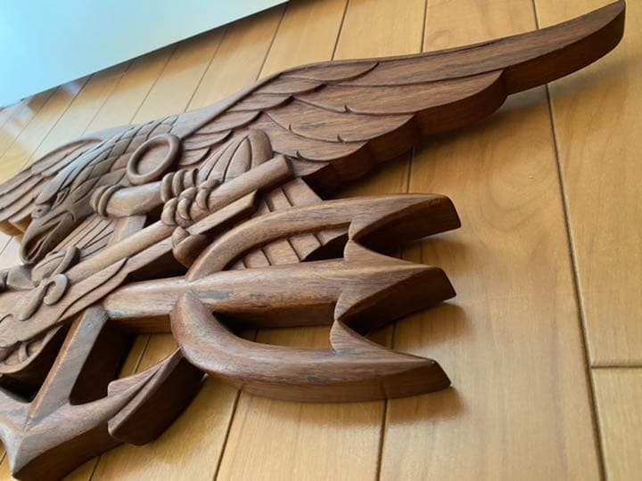 本物 実物 ネイビーシールズ 米海軍特殊部隊US.NAVY 天然木 特大 壁掛け