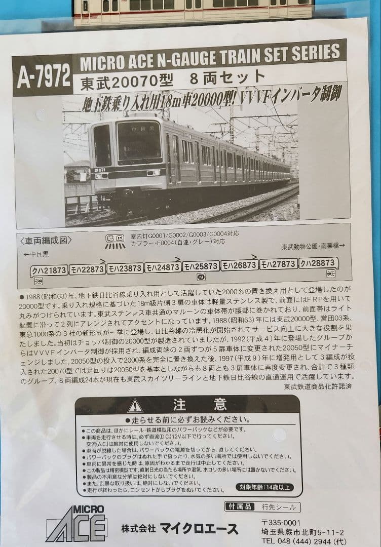 A-7972 マイクロエース　東武20070系