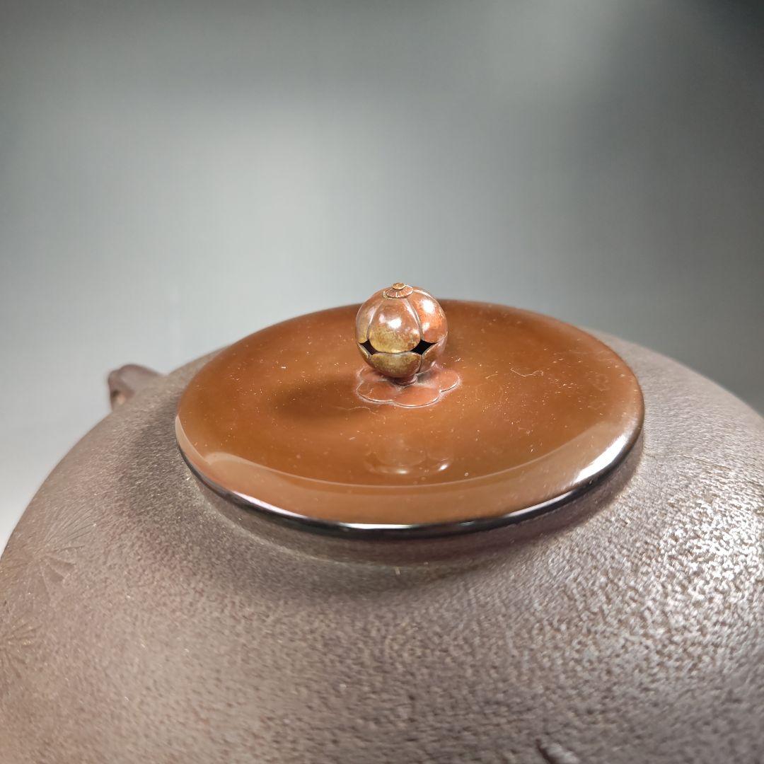 イ482 茶釜『釜師　隆元作』『松地紋　平丸釜　共箱』鉄釜　茶道具