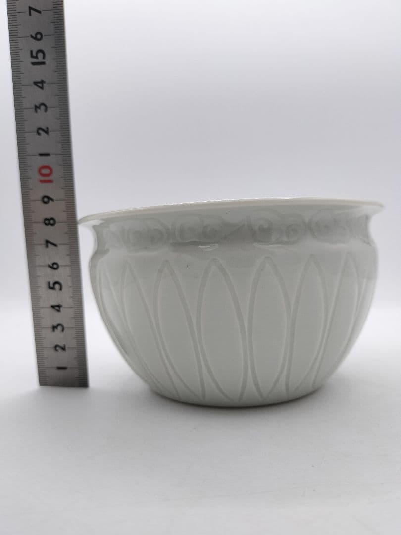 c582 建水 白磁菊割 加藤藤山 木箱 茶道具 古物