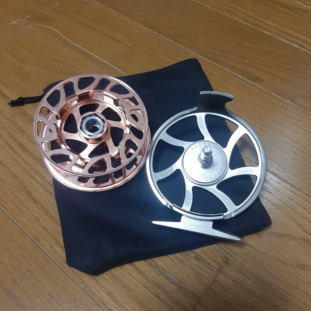 ★フライリール★マシンカット切削製★#5/6★シルバー／サーモンピンク★送料込！