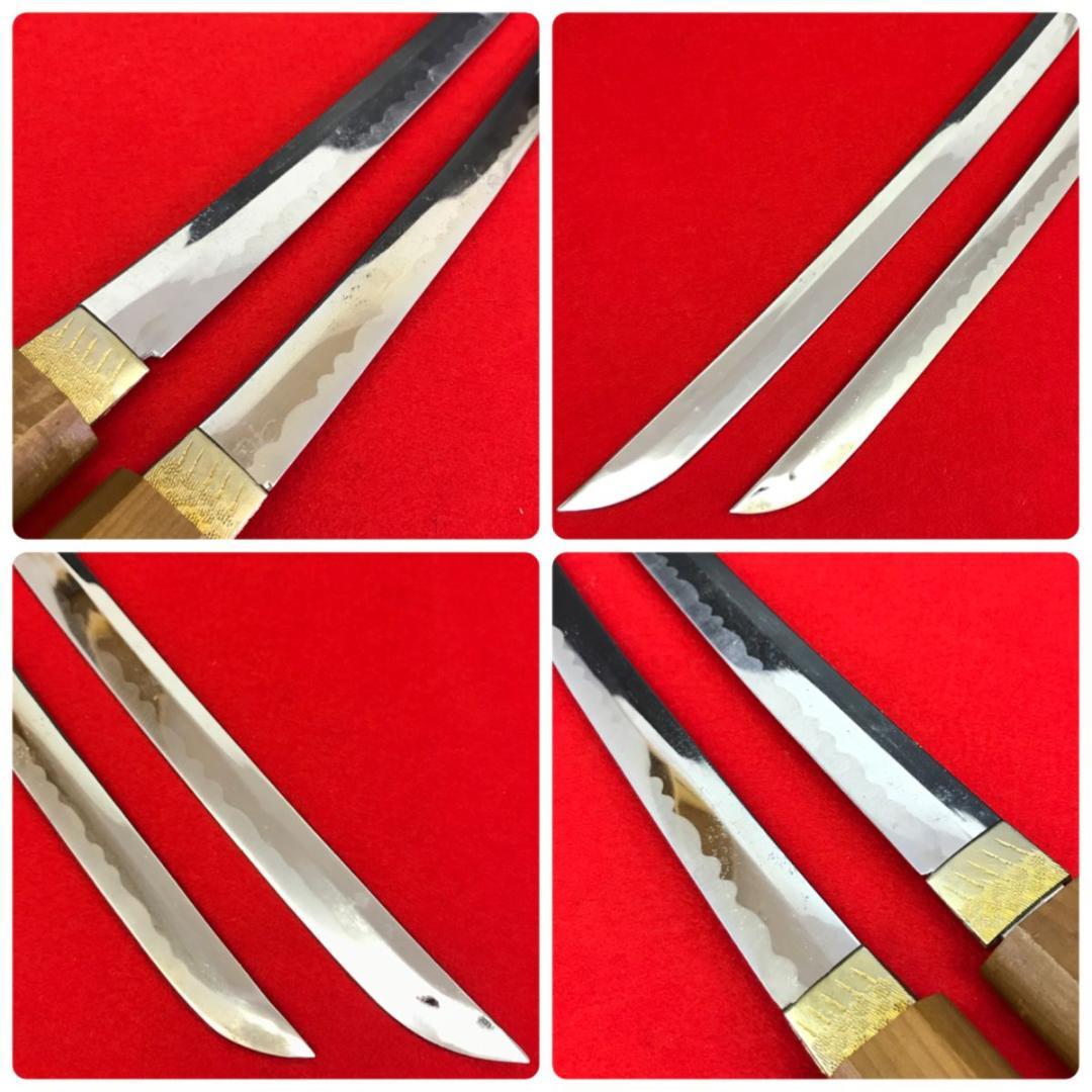 模造刀 白鞘 刀 脇差 セット　全長100cm/68cm　刀装具 拵え