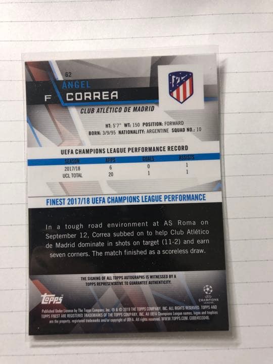 スポーツ選手 2018-19 topps Finest ANGEL CORREA