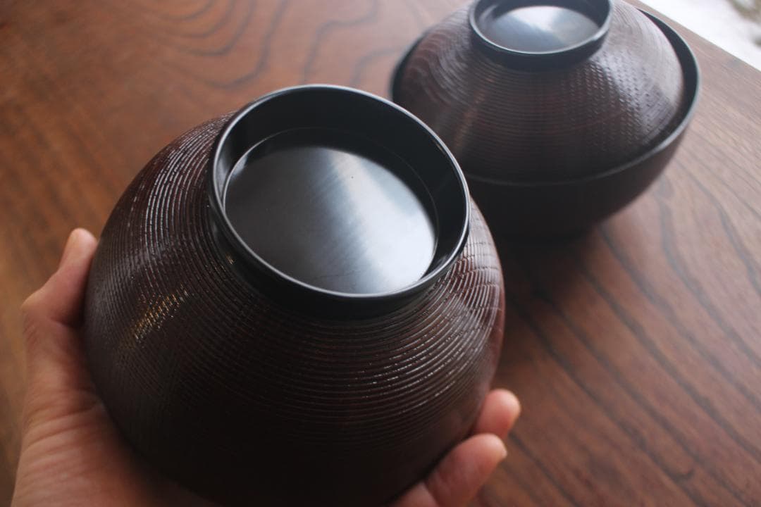 時代逸品！極上千筋糸目に優美な見返し唐草蒔絵の映えるお椀2点（検輪島塗雑煮