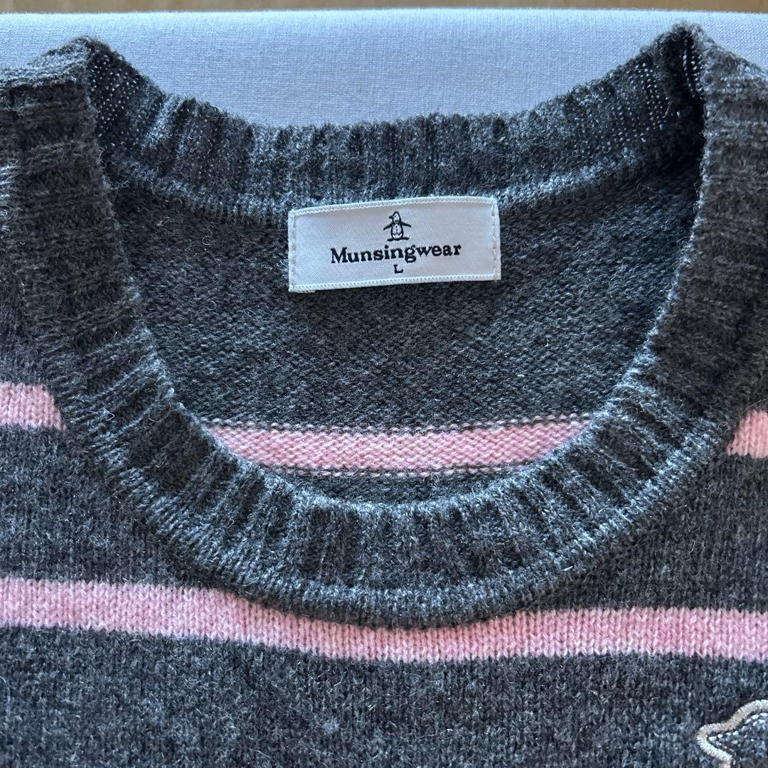 一度着用 マンシングウェア ニット ウール セーター ゴルフ スポーツ