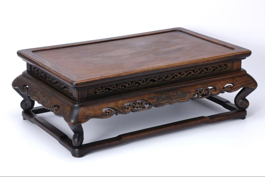 時代物 唐木製 飾台 長方卓 高さ19cm 香炉台 花台 盆栽台 アンティーク