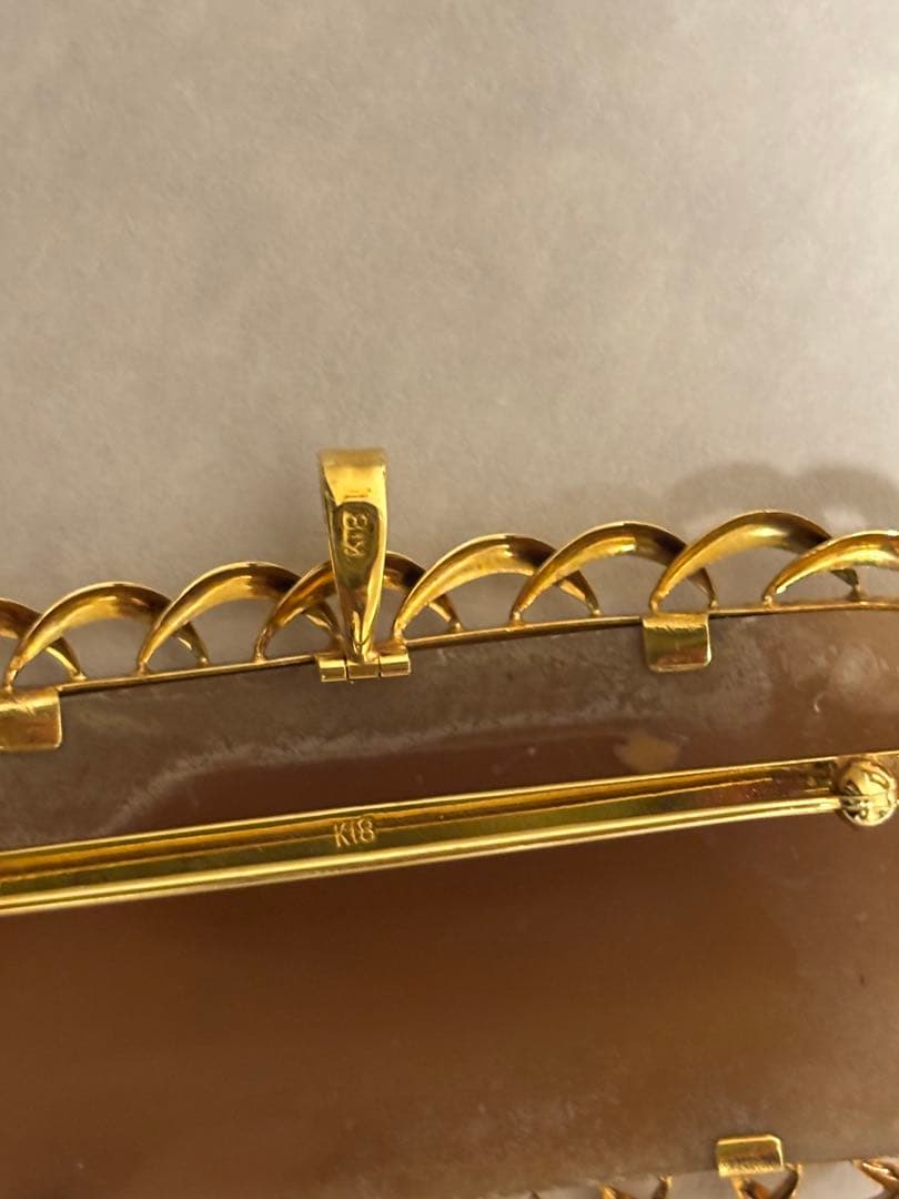 K18 カメオブローチ ペンダントトップ