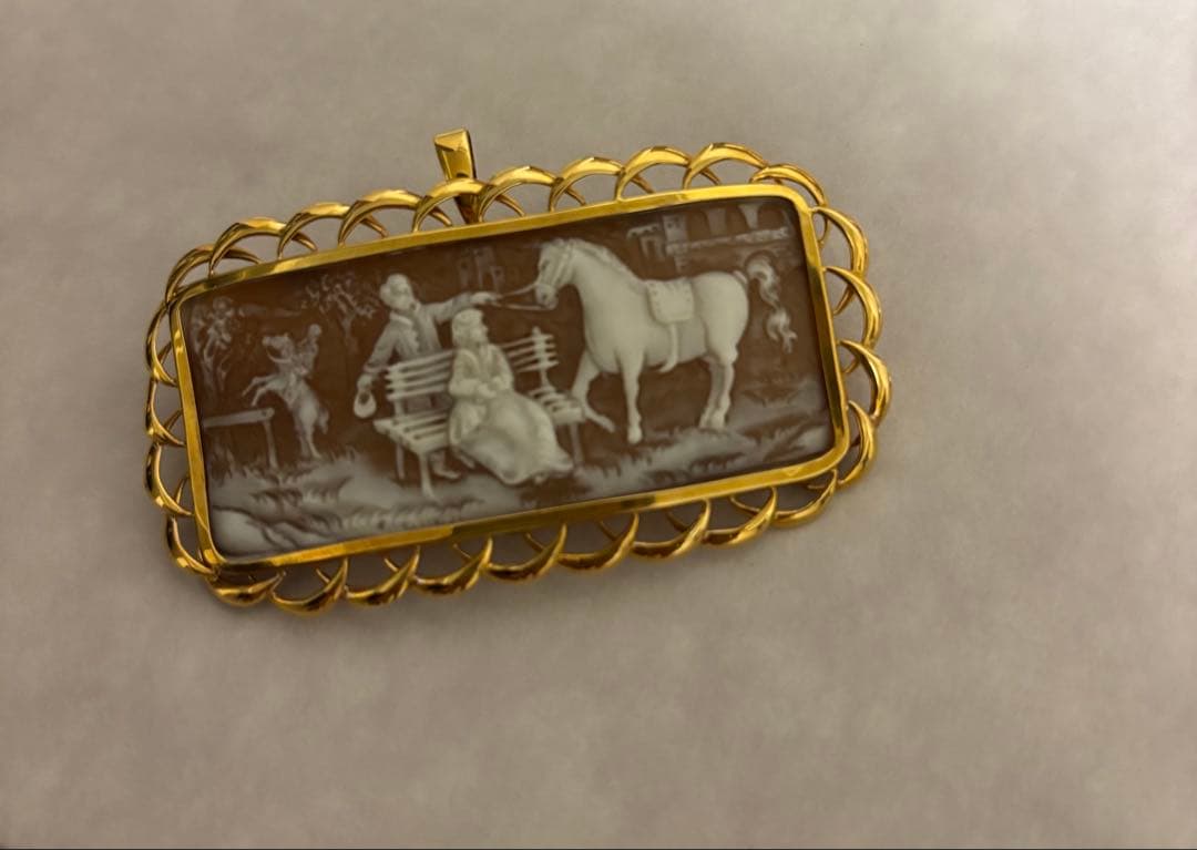 K18 カメオブローチ ペンダントトップ