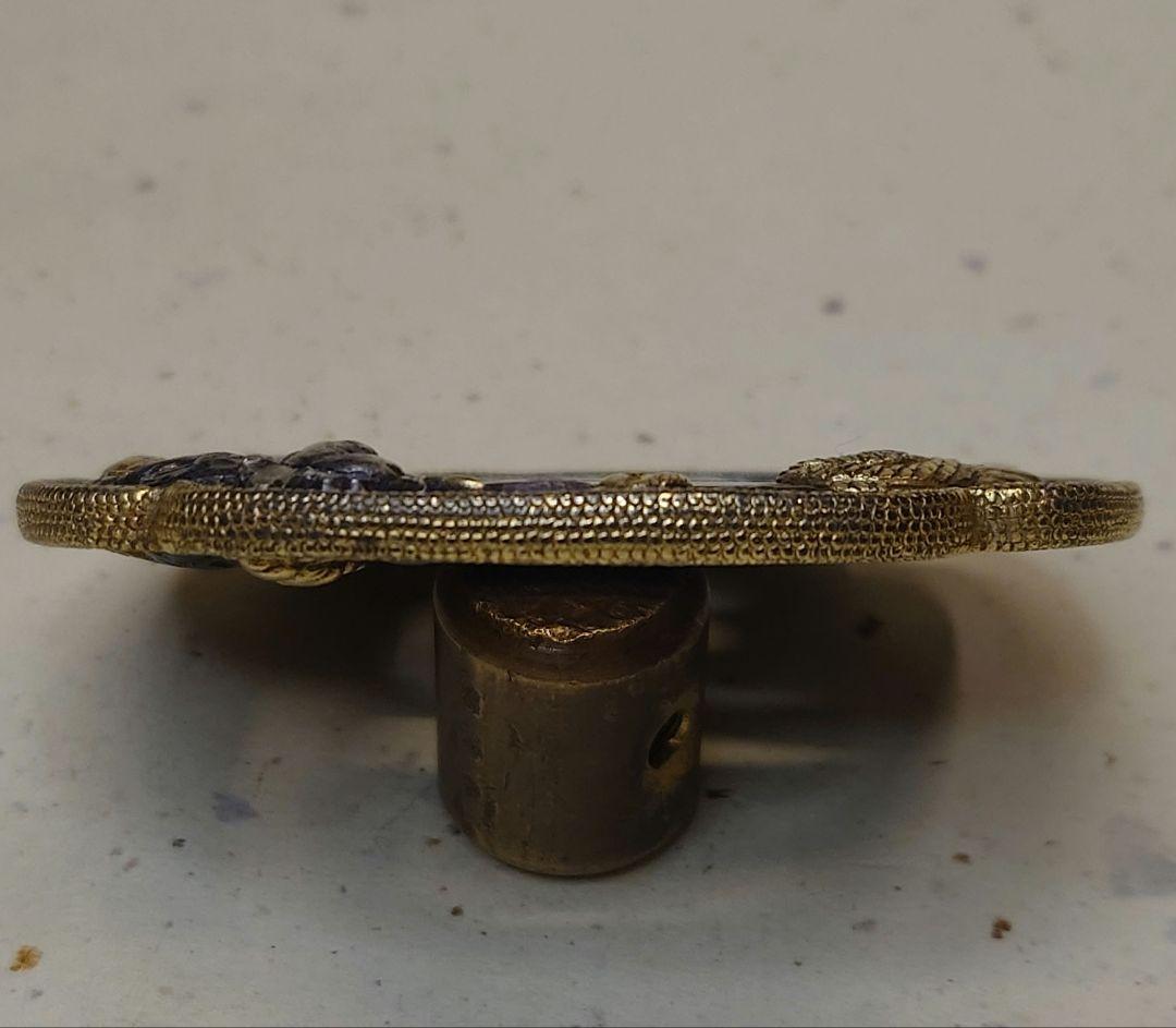 鍔、赤銅魚子地に夫婦孔雀に芍薬図