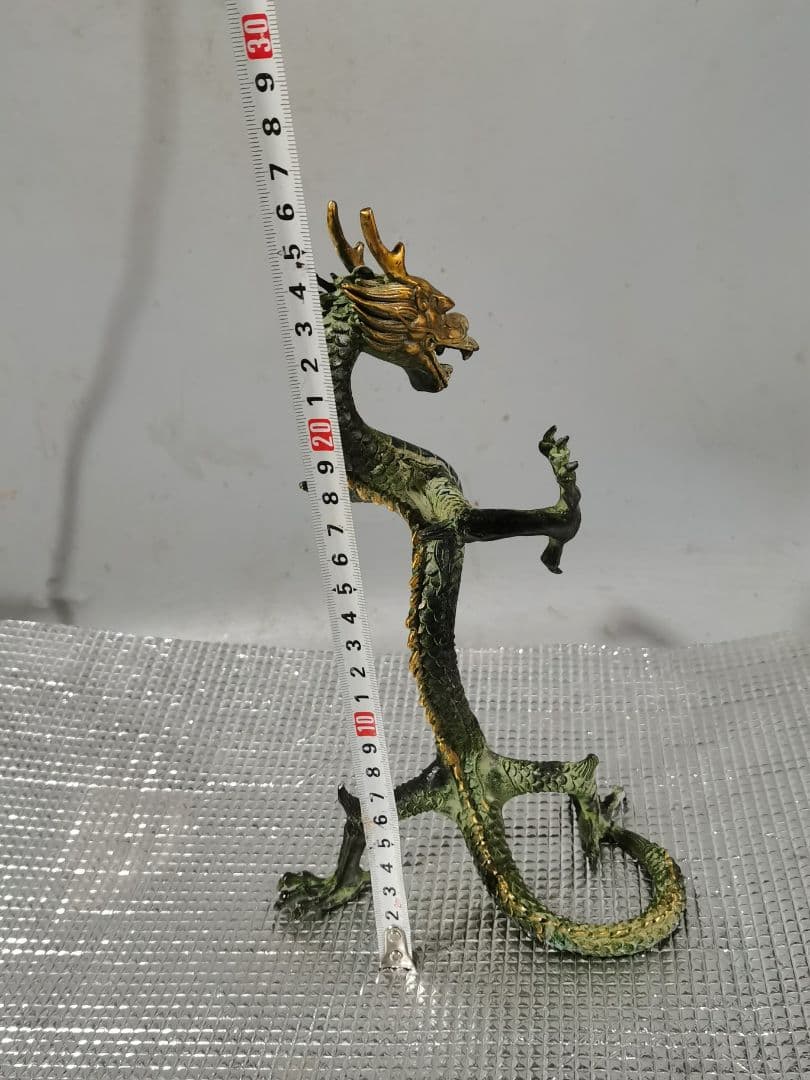 銅 細工 立龍 飛龍再天 干支龍 リビングルーム 装飾品 工芸品 置物