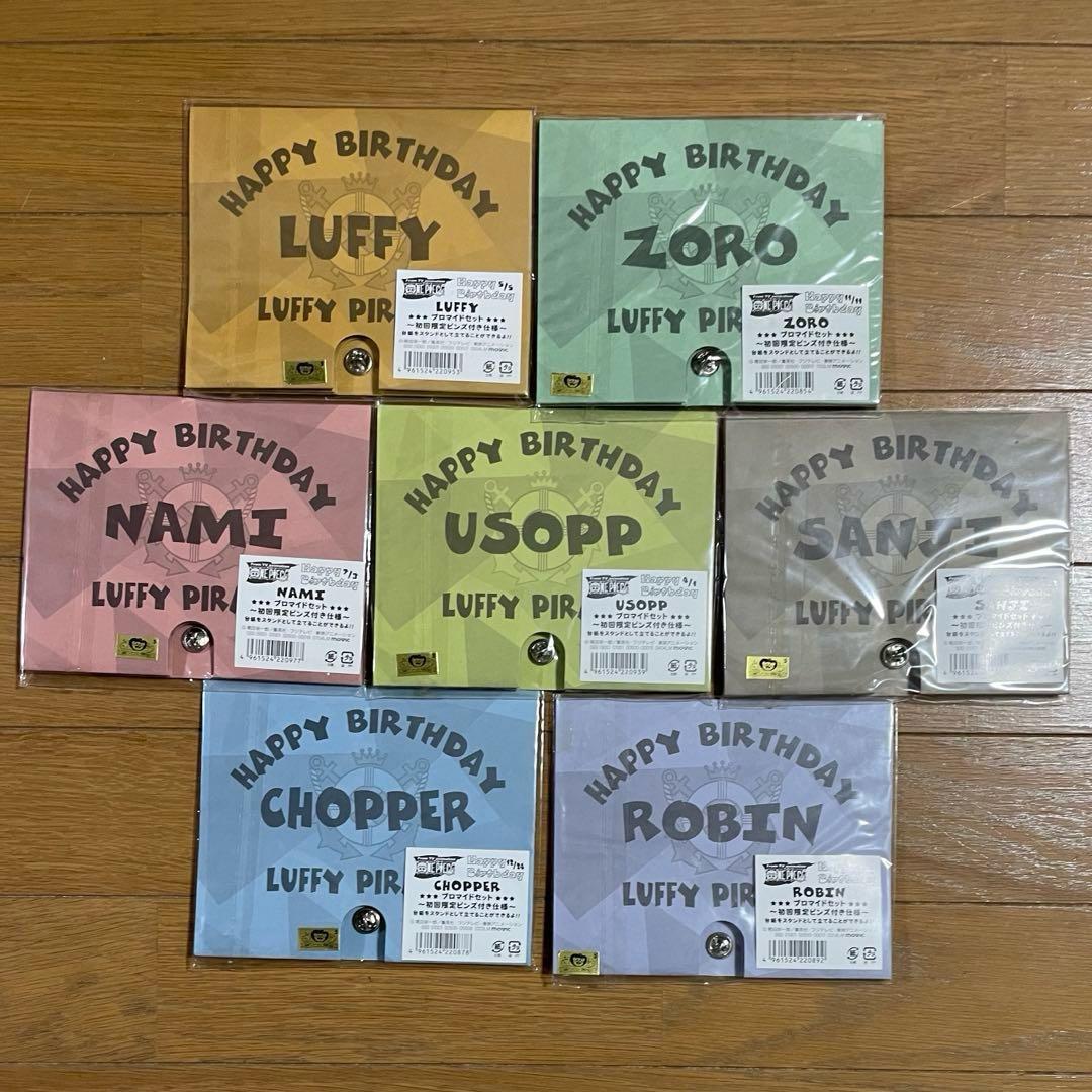 ワンピース　ハッピーバースデー　ブロマイドセット　ピンズ付き