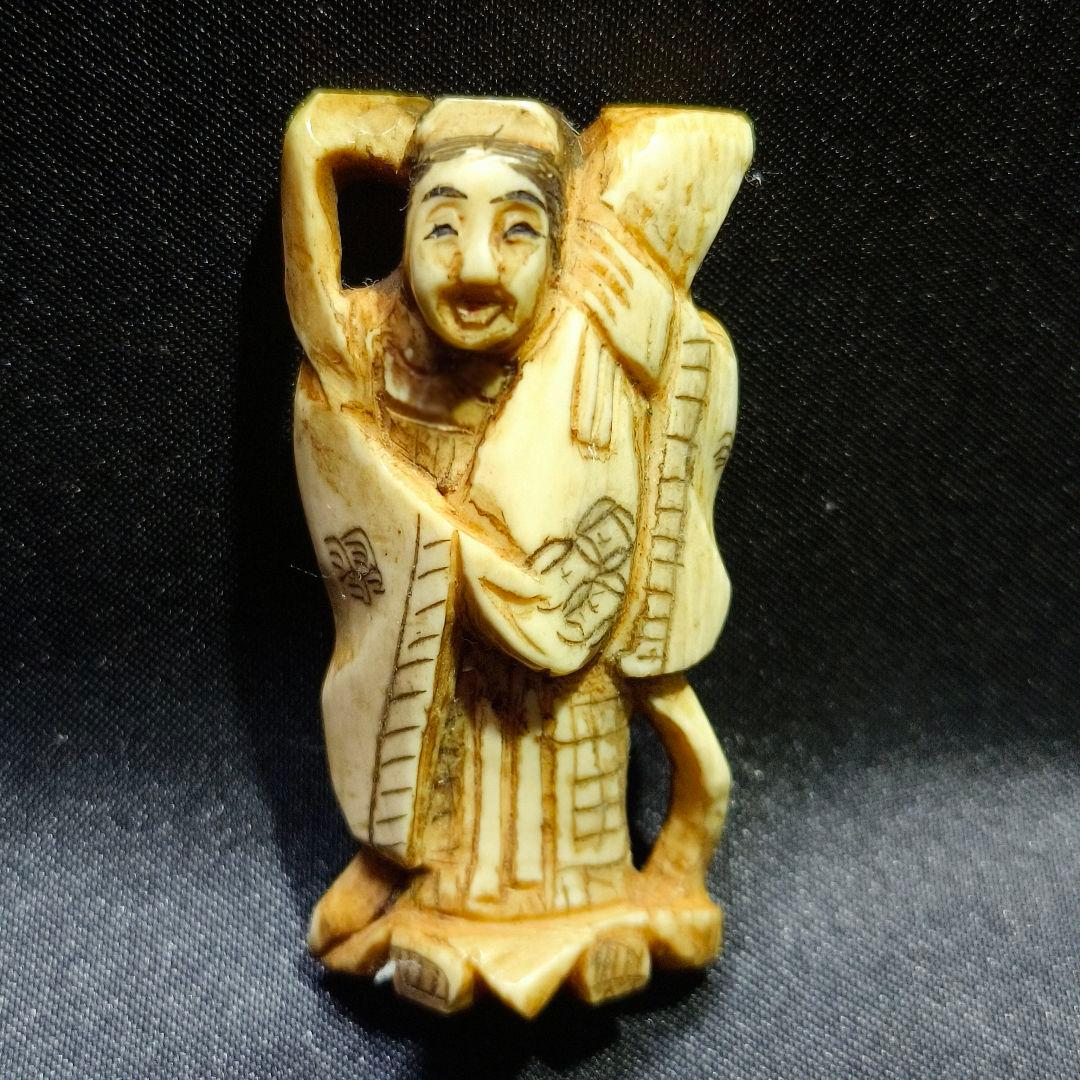 江戸根付 和骨董 縞模様天然素材 在銘 作家物 古美術 蒐集家放出 アンティーク