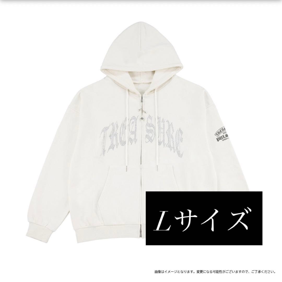TREASURE ジップアップフーディー Lサイズ 白　ラメパーカー