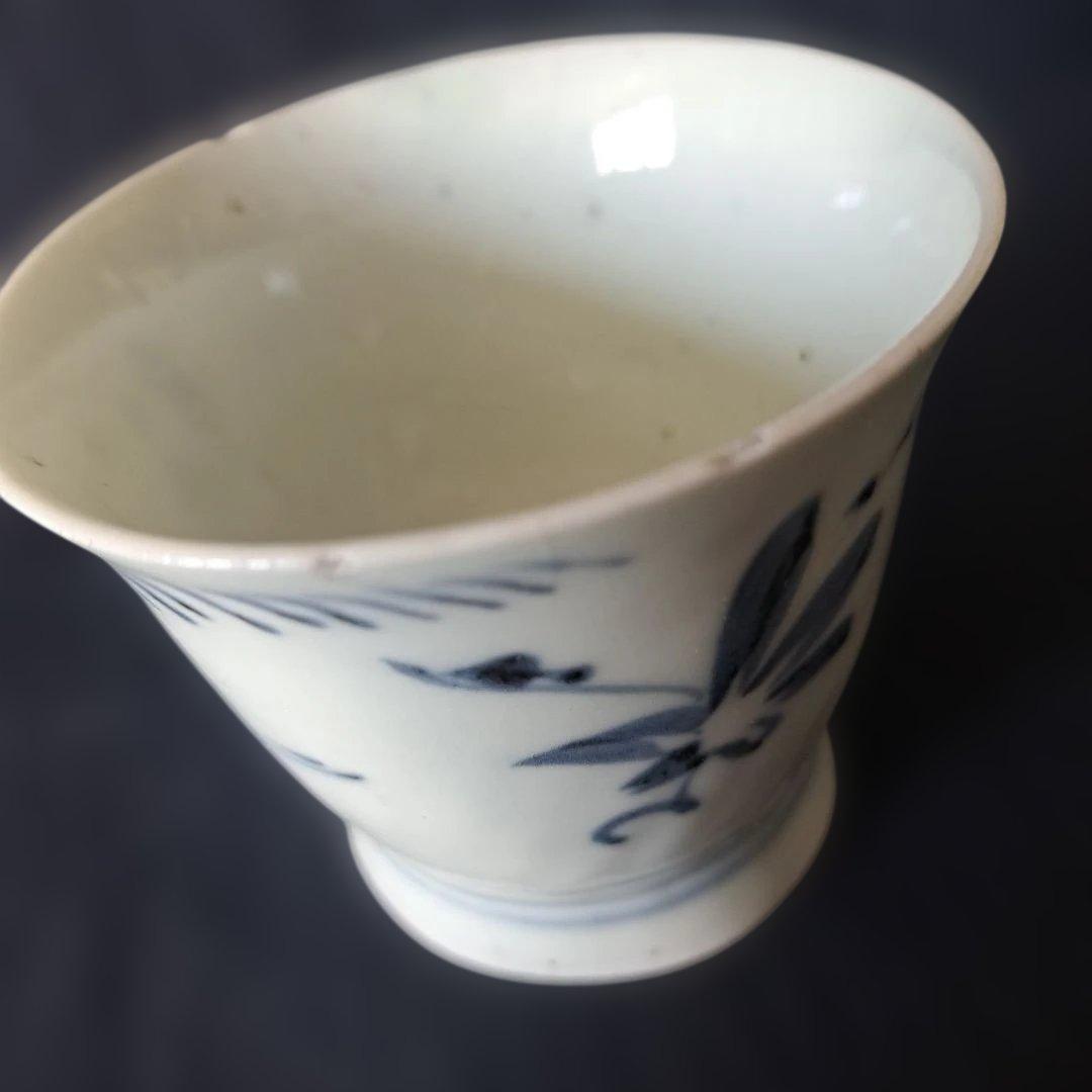 「400年前のロマン！ 初期伊万里 蕎麦ちょこ」 染付猪口(直径8cm) 骨董ア