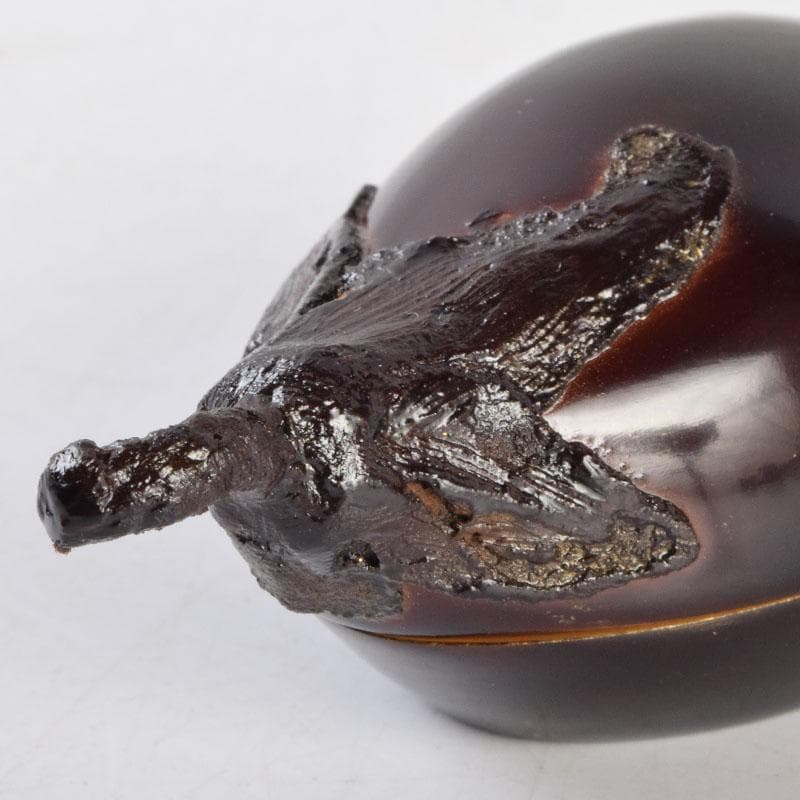 茶道具　輪島塗　川岸充雅作　乾漆造り　昆虫蒔絵　茄子香合　共箱　C　9194