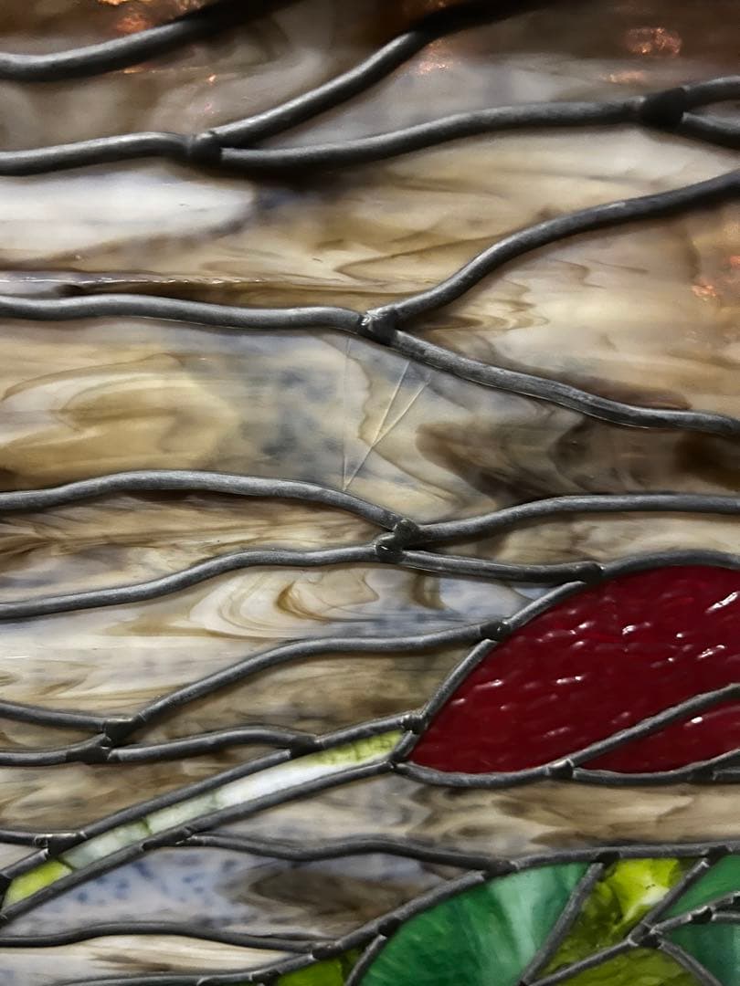 ステンドガラスのパネル葡萄ぶどう　カエル蛙