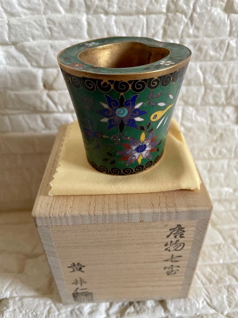 アンティーク品　茶道具　唐物七宝焼　蓋置　黄井仁作