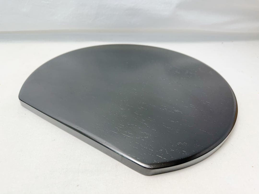 ほぼ未使用 懐石道具 木製 千筋 缘朱 半月膳 5客揃 銘々盆 平膳 宴会盆元箱