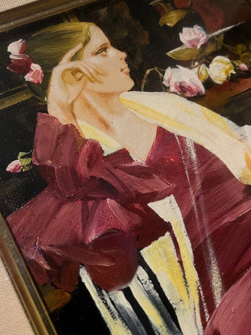 真作 巨匠 斉藤三郎 「少女エレナ」 油彩画 裏書あり