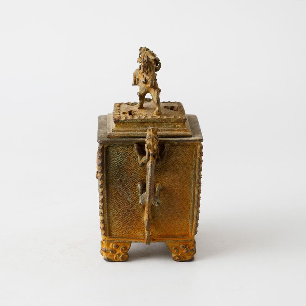 金工師 香保 造 鋳銅香炉 銅器獅子火屋龍耳 鳳凰 龍文