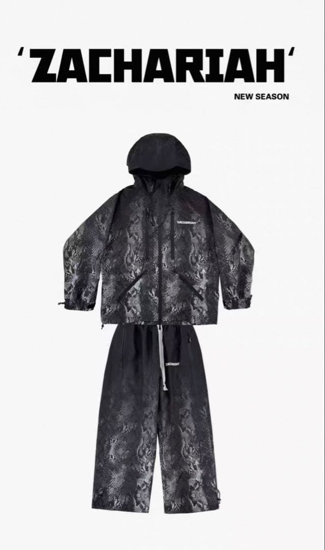 ZACHARIAH スノーボードウェア 蛇柄 ブラック　Sサイズ　男女兼用