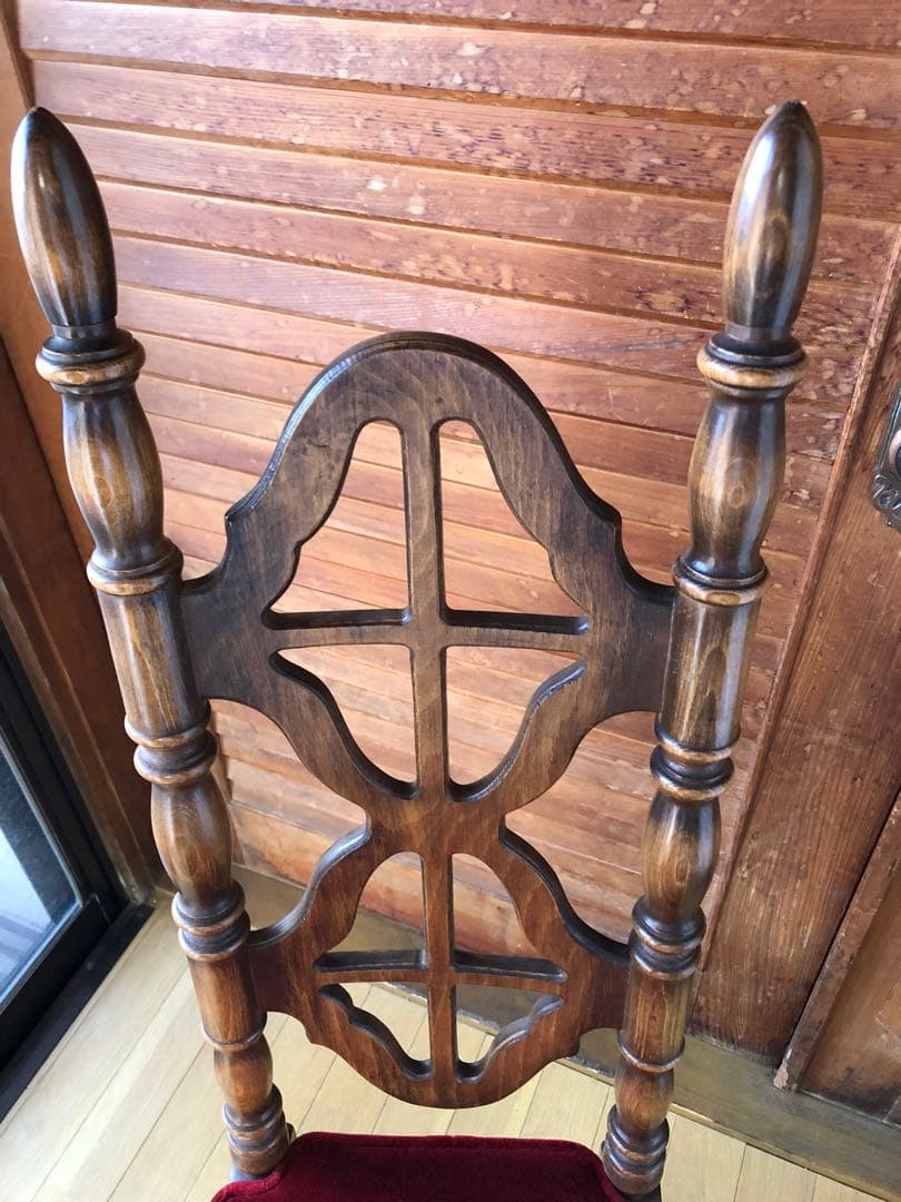 アンティーク椅子 木製 ベロア 洋風 ヴィンテージチェア　コスガ　赤ベルベット