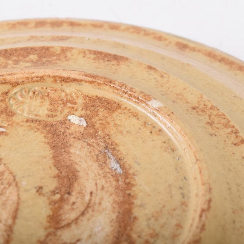 和食器　黄瀬戸　加藤春二作　桐文　銘々皿　六客　共箱　C　7435