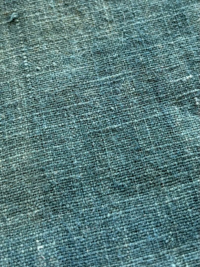 古布　茶道具の筒描　藍染　木綿　緑　木綿　型染め　襤褸　アンティーク