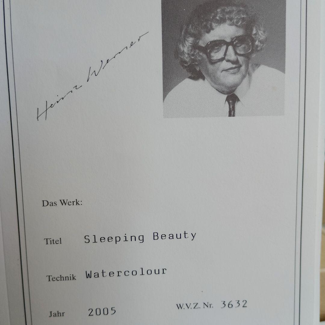 マイセン絵師の代表格、ハインツ ヴェルナー「スリーピングビューティー」水彩本物