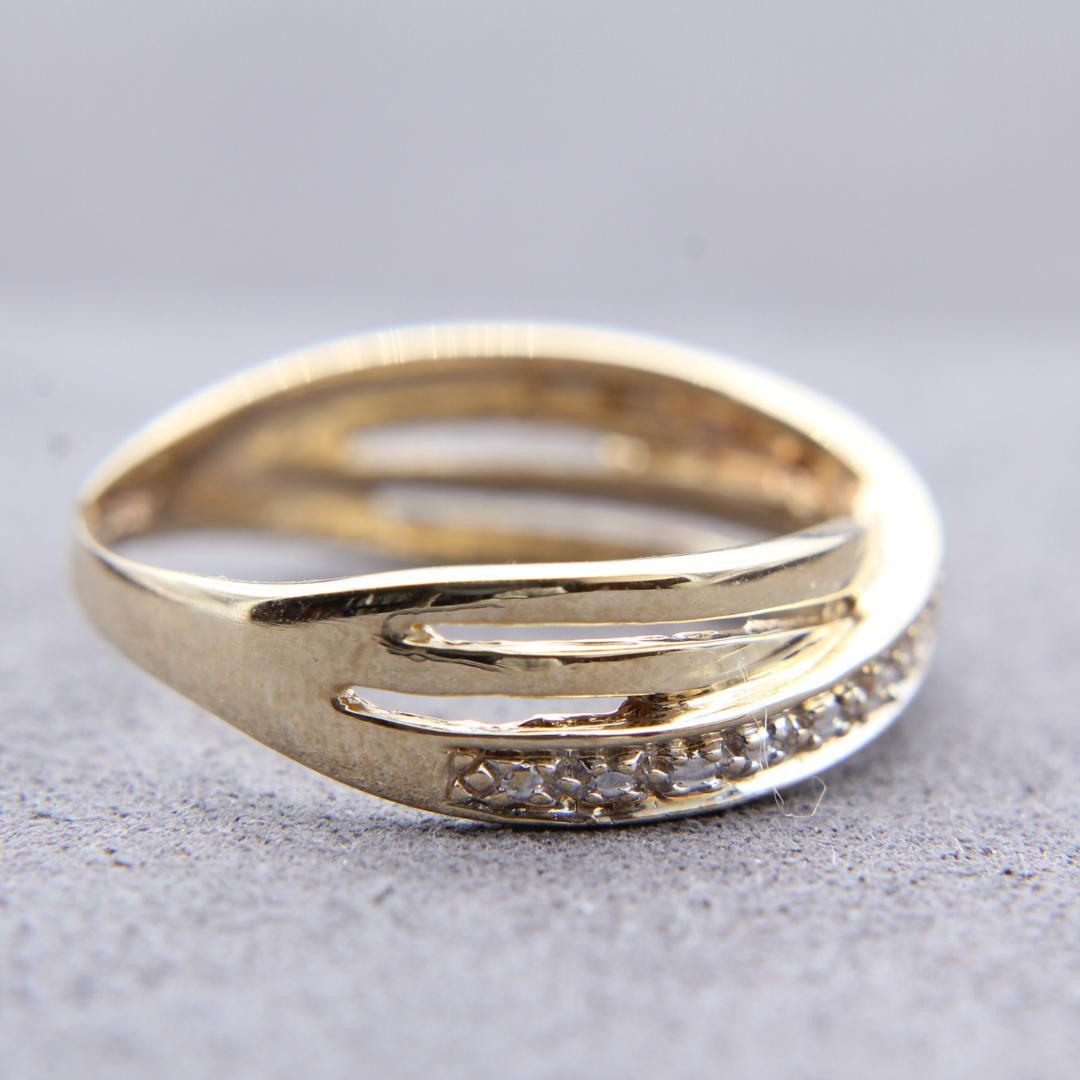 【アンティーク】連結三連リング（9K）14号【J27346】