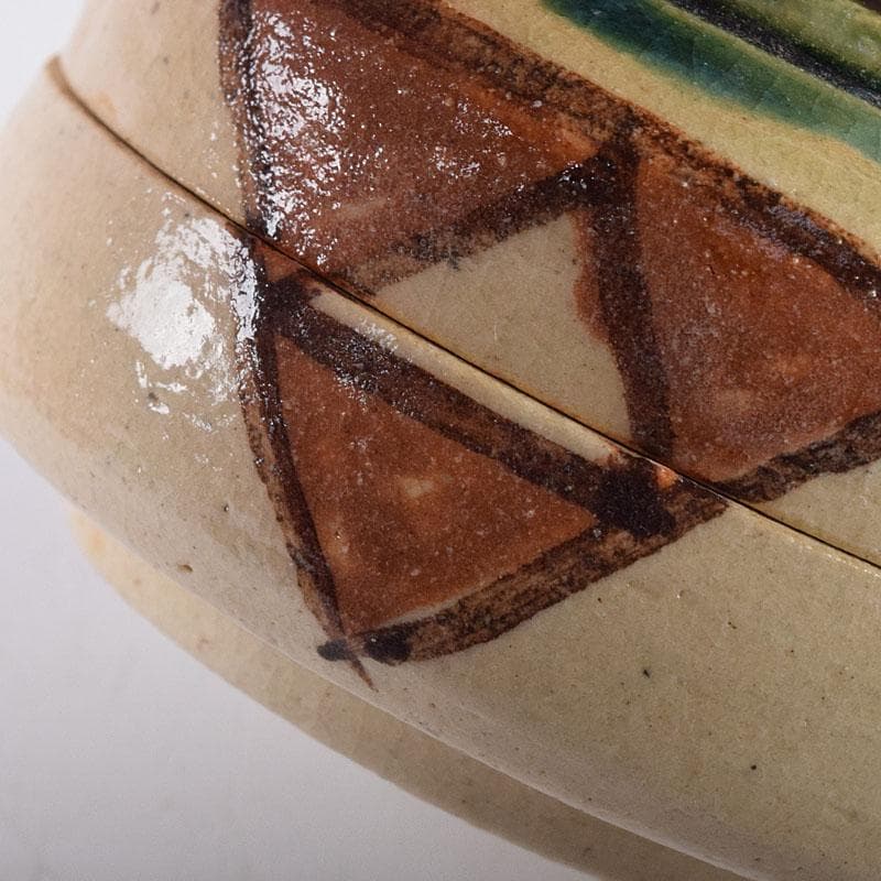 茶道具　不二窯 佐藤和子作　織部　香合　共箱　C　7800