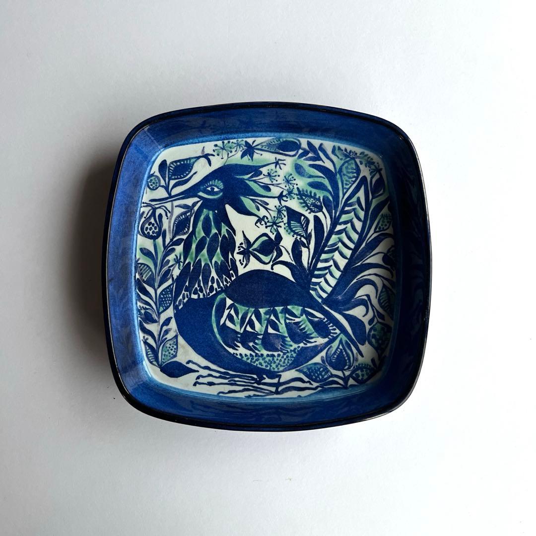 ロイヤルコペンハーゲン テネラ 鳥 スクエアプレート アルミニア ブルー北欧雑貨