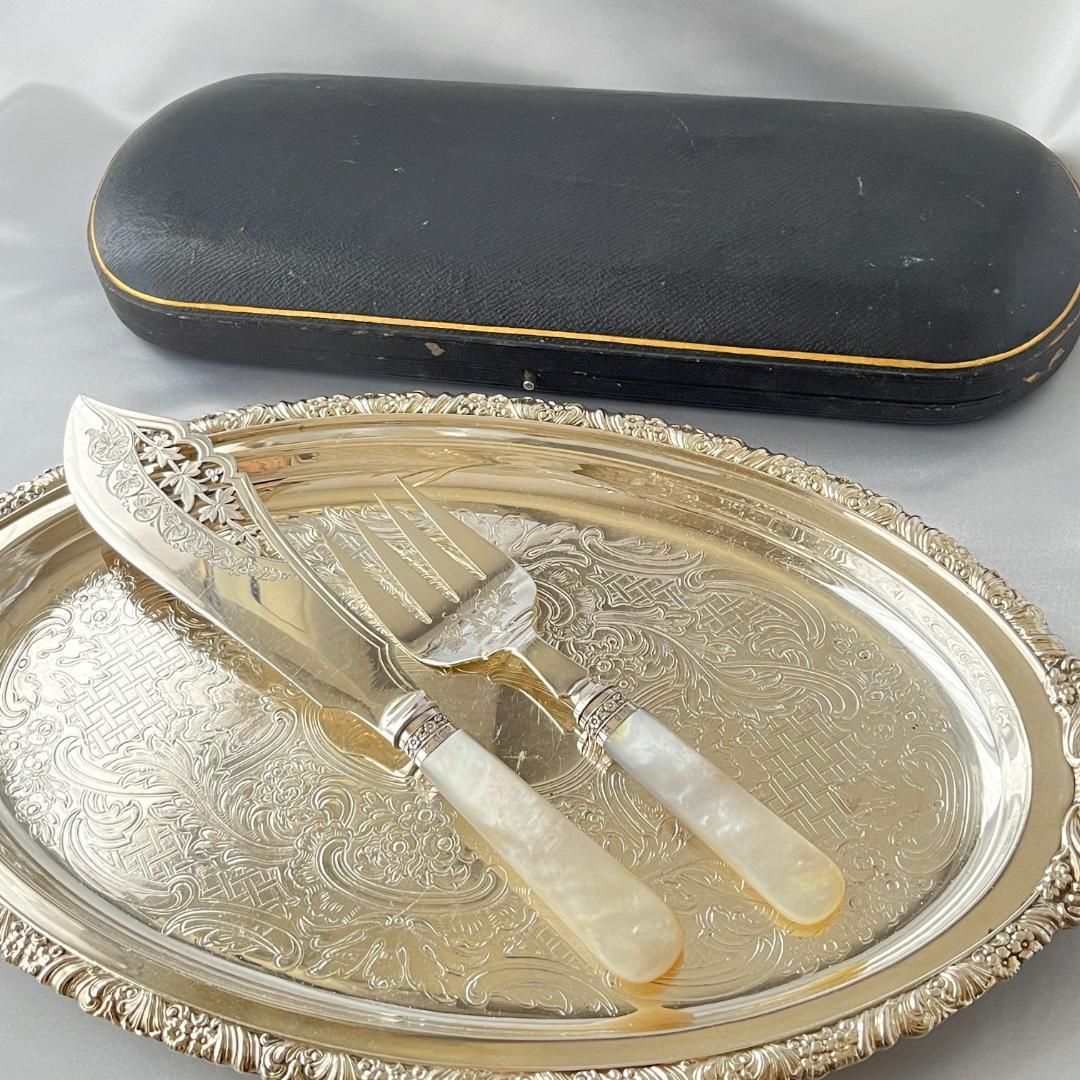 【Samuel Biggin & Son】【白蝶貝/純銀継手】サーバーセット