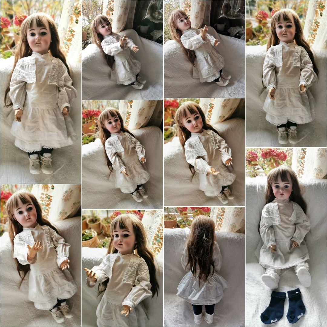 アンティークドイツ シモン＆ハルビックビスクドール 美少女人形コットンドレス靴付