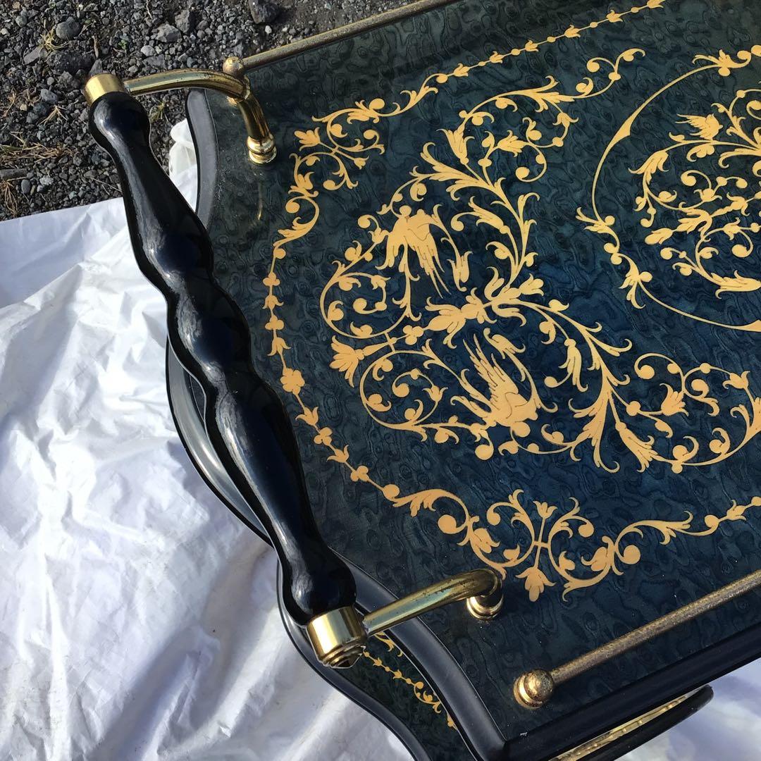 イタリア製 象嵌細工 キッチンワゴン キャスター付 キッチン収納　カート