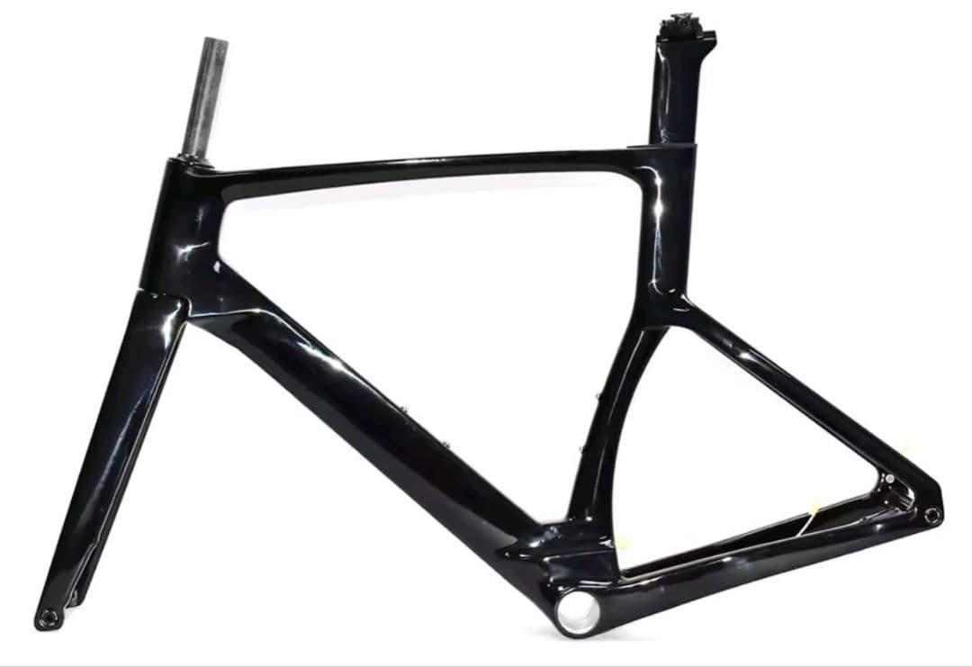 ロードバイクカーボンフレームセット ブラック52サイズ